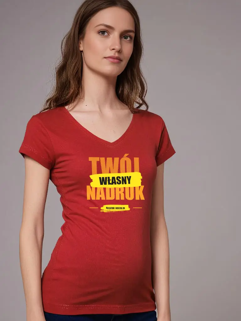 Damska koszulka z nadrukiem Malfini V-neck