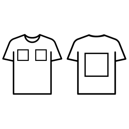 Mały nadruk po obu stronach + duży na plecach